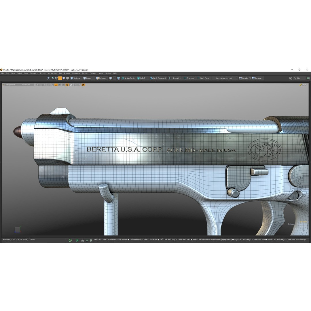 M9 Parabellum 3D Model – Subdivision Ready Game Asset, FBX/OBJ - View 24