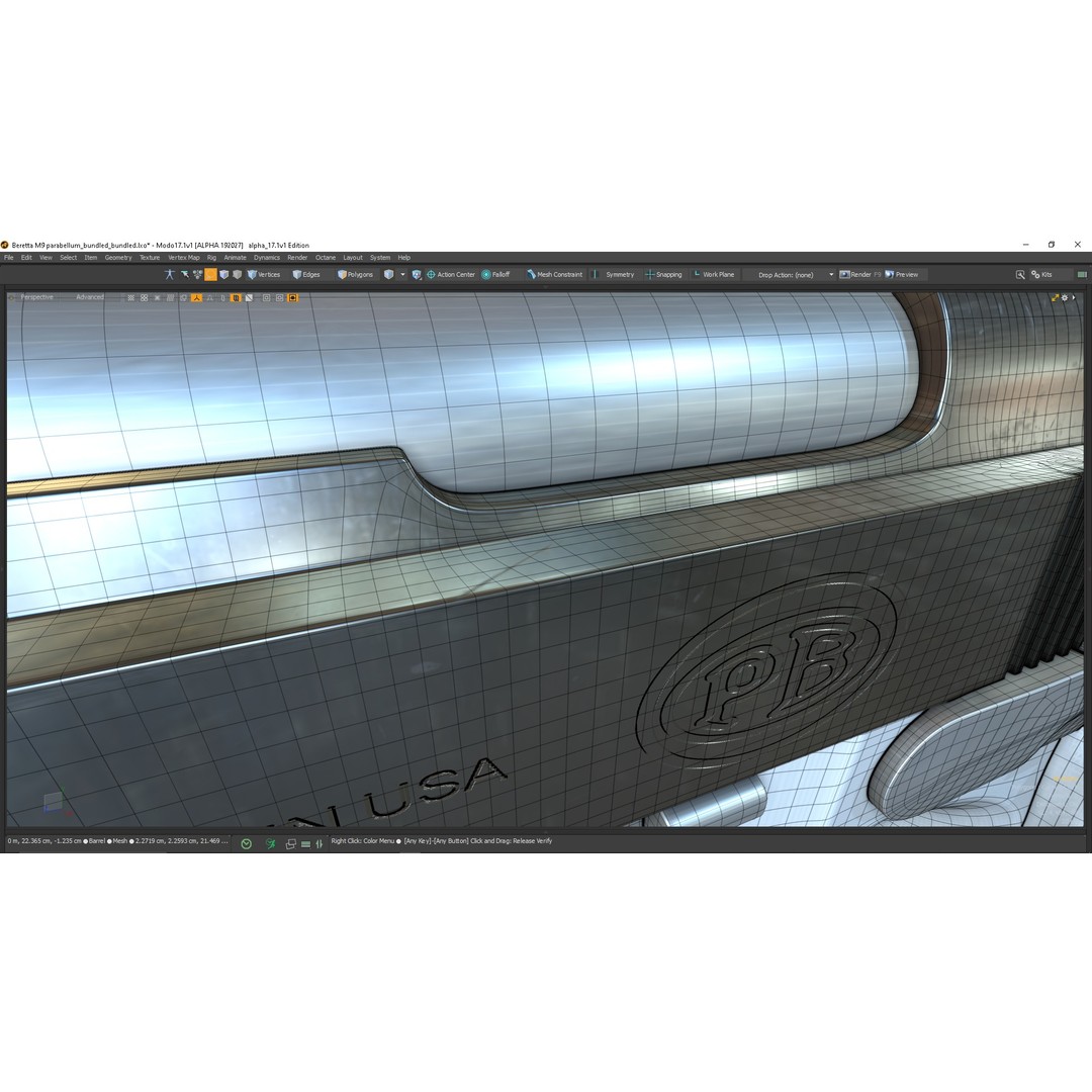 M9 Parabellum 3D Model – Subdivision Ready Game Asset, FBX/OBJ - View 25