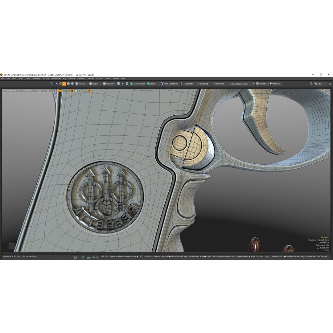M9 Parabellum 3D Model – Subdivision Ready Game Asset, FBX/OBJ - View 26