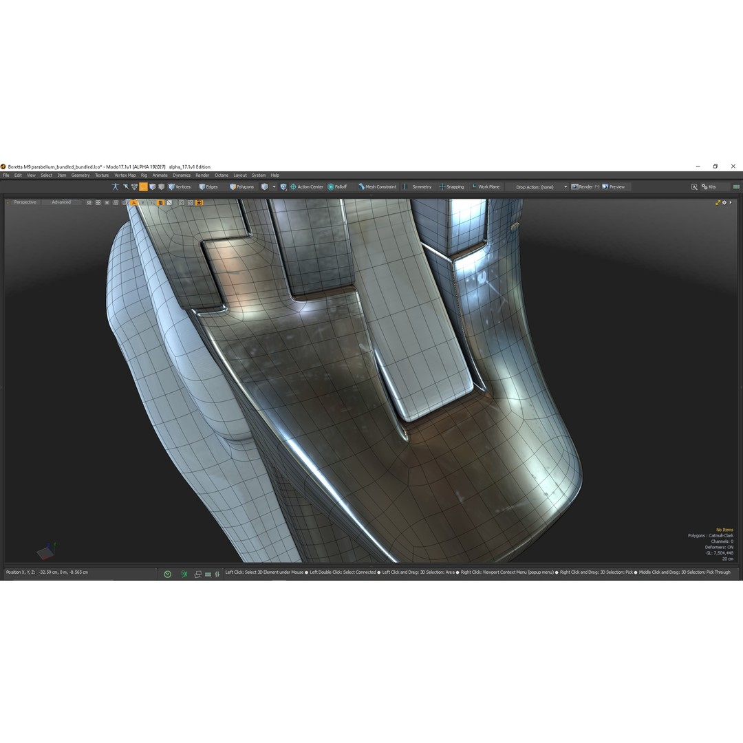 M9 Parabellum 3D Model – Subdivision Ready Game Asset, FBX/OBJ - View 30