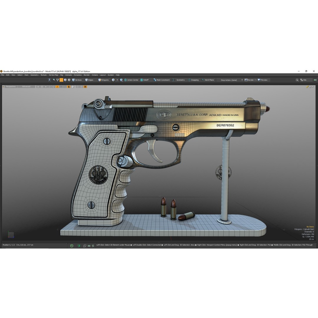 M9 Parabellum 3D Model – Subdivision Ready Game Asset, FBX/OBJ - View 33