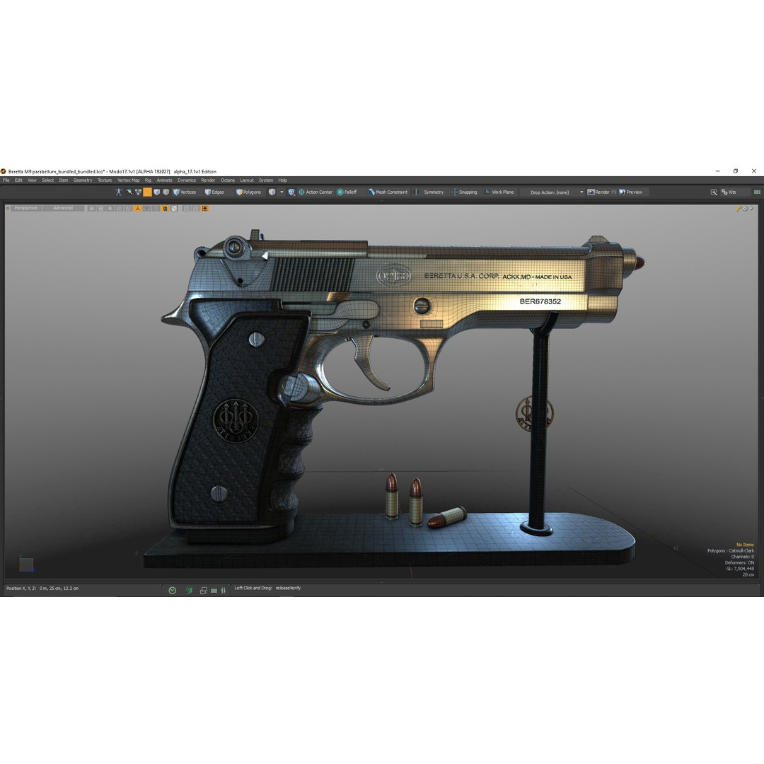 M9 Parabellum 3D Model – Subdivision Ready Game Asset, FBX/OBJ - View 34