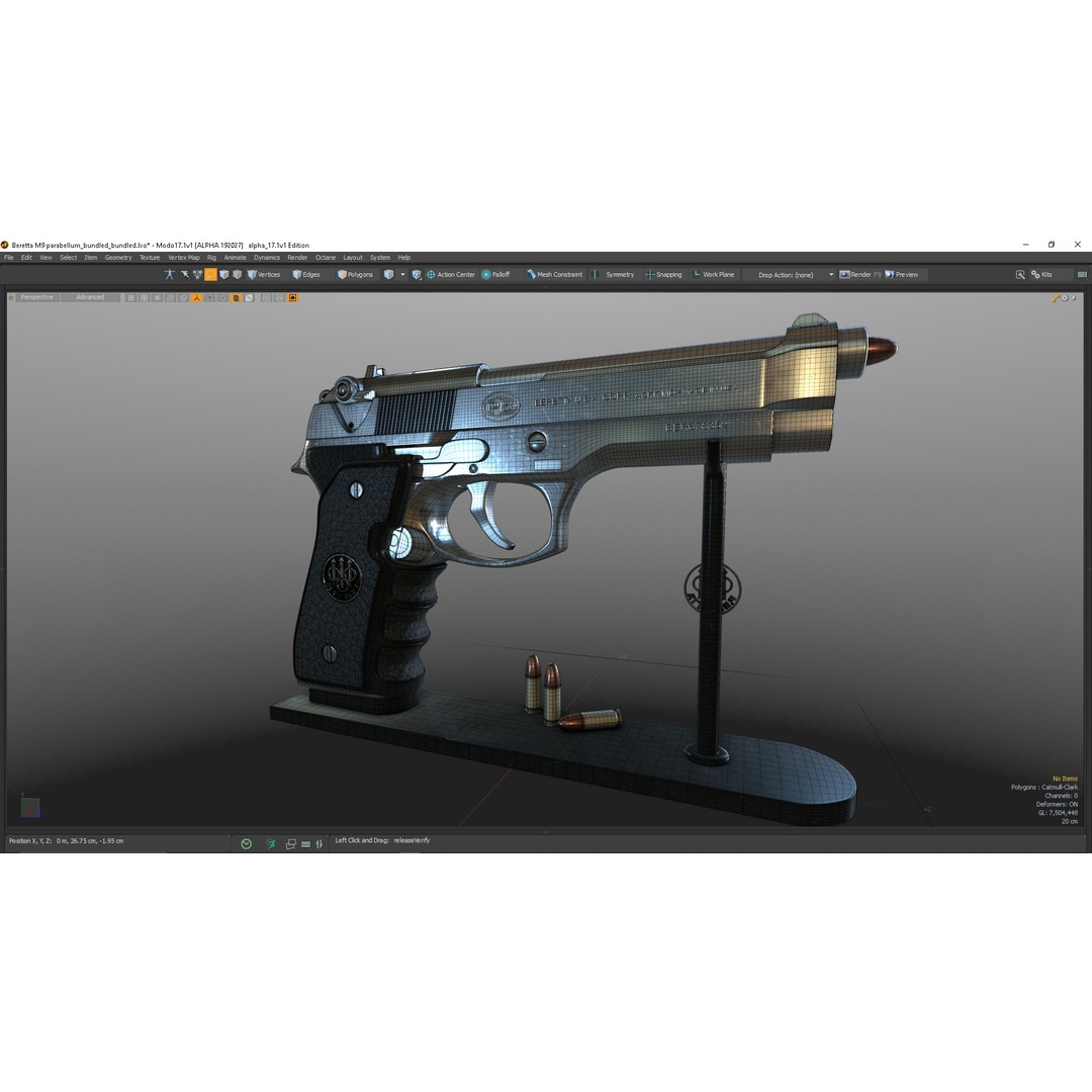 M9 Parabellum 3D Model – Subdivision Ready Game Asset, FBX/OBJ - View 35