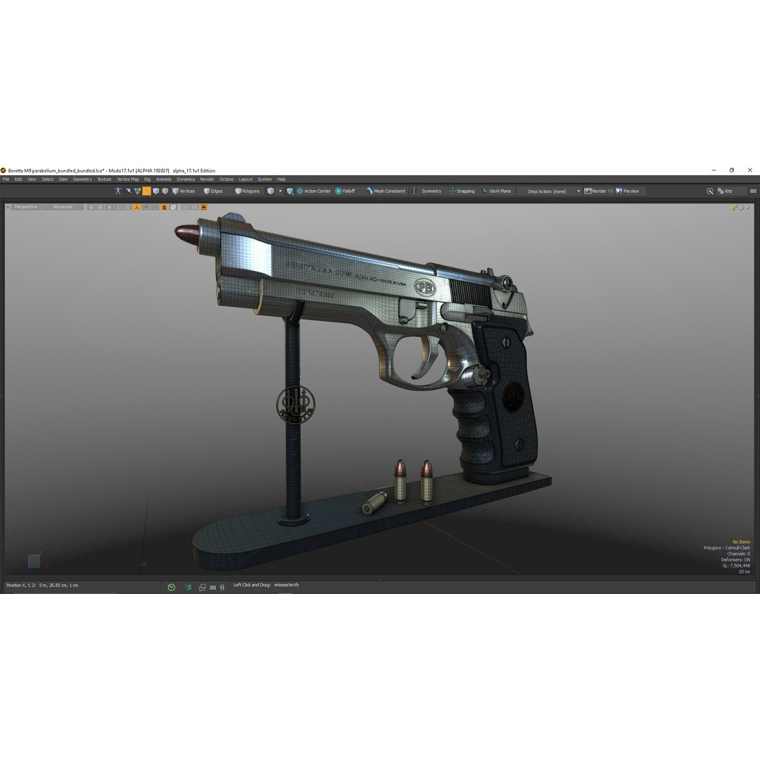 M9 Parabellum 3D Model – Subdivision Ready Game Asset, FBX/OBJ - View 36
