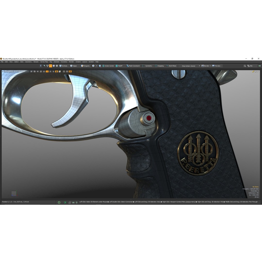 M9 Parabellum 3D Model – Subdivision Ready Game Asset, FBX/OBJ - View 37