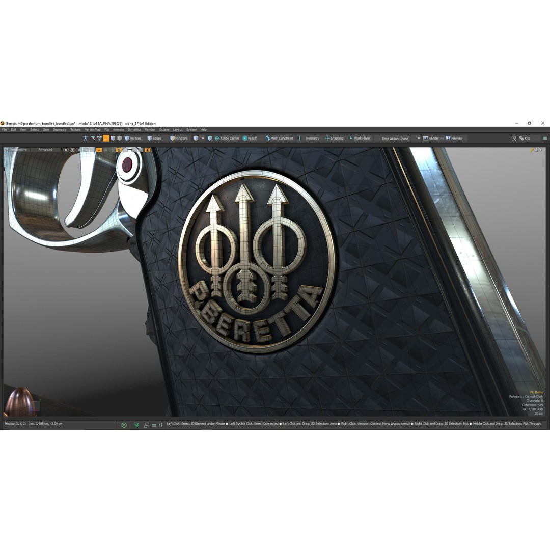 M9 Parabellum 3D Model – Subdivision Ready Game Asset, FBX/OBJ - View 38