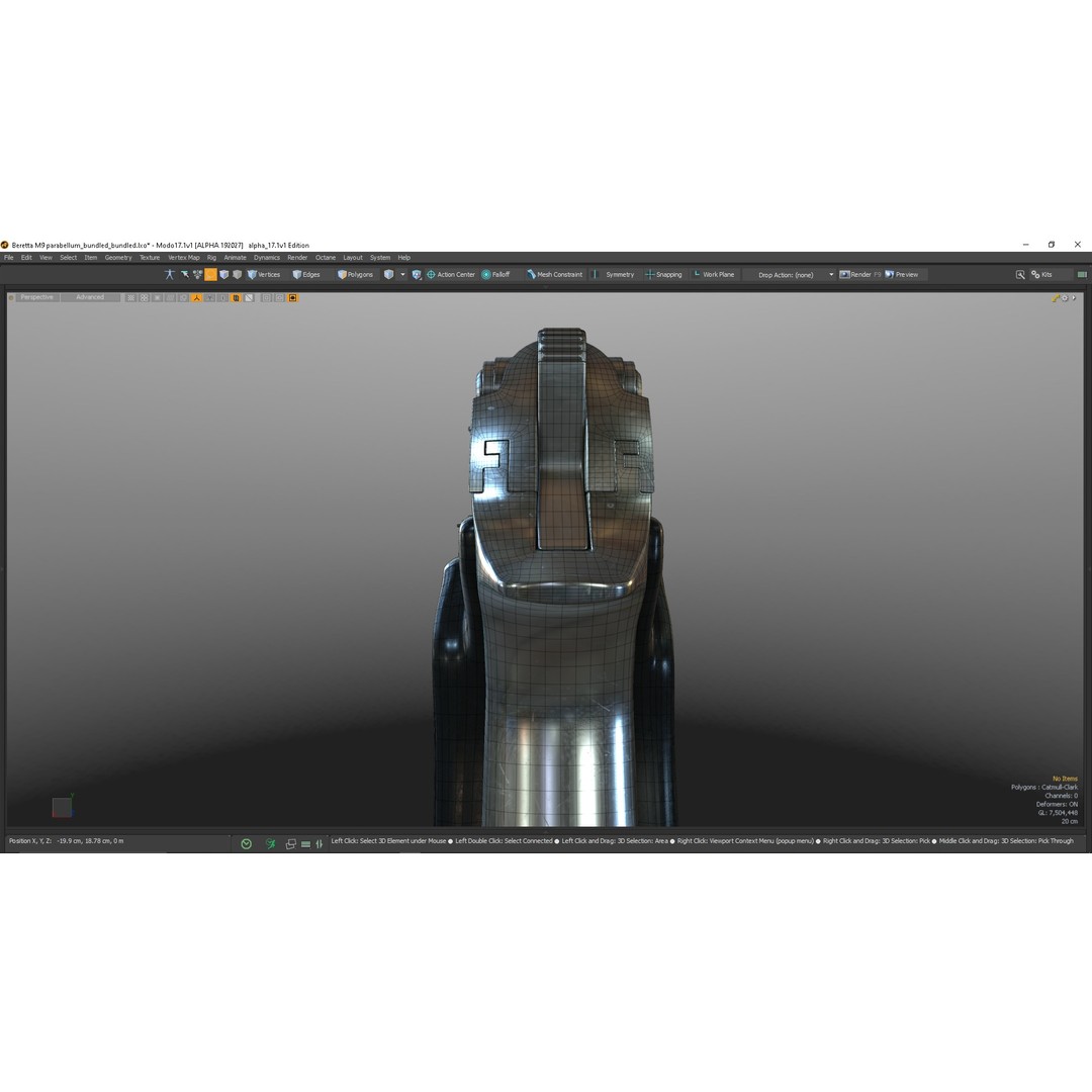 M9 Parabellum 3D Model – Subdivision Ready Game Asset, FBX/OBJ - View 39