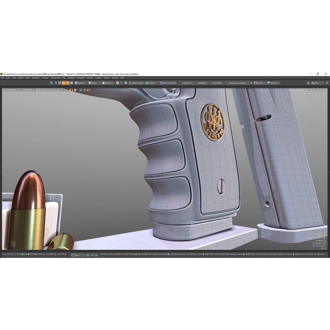 M9 Parabellum 3D Model – Subdivision Ready Game Asset, FBX/OBJ - View 4