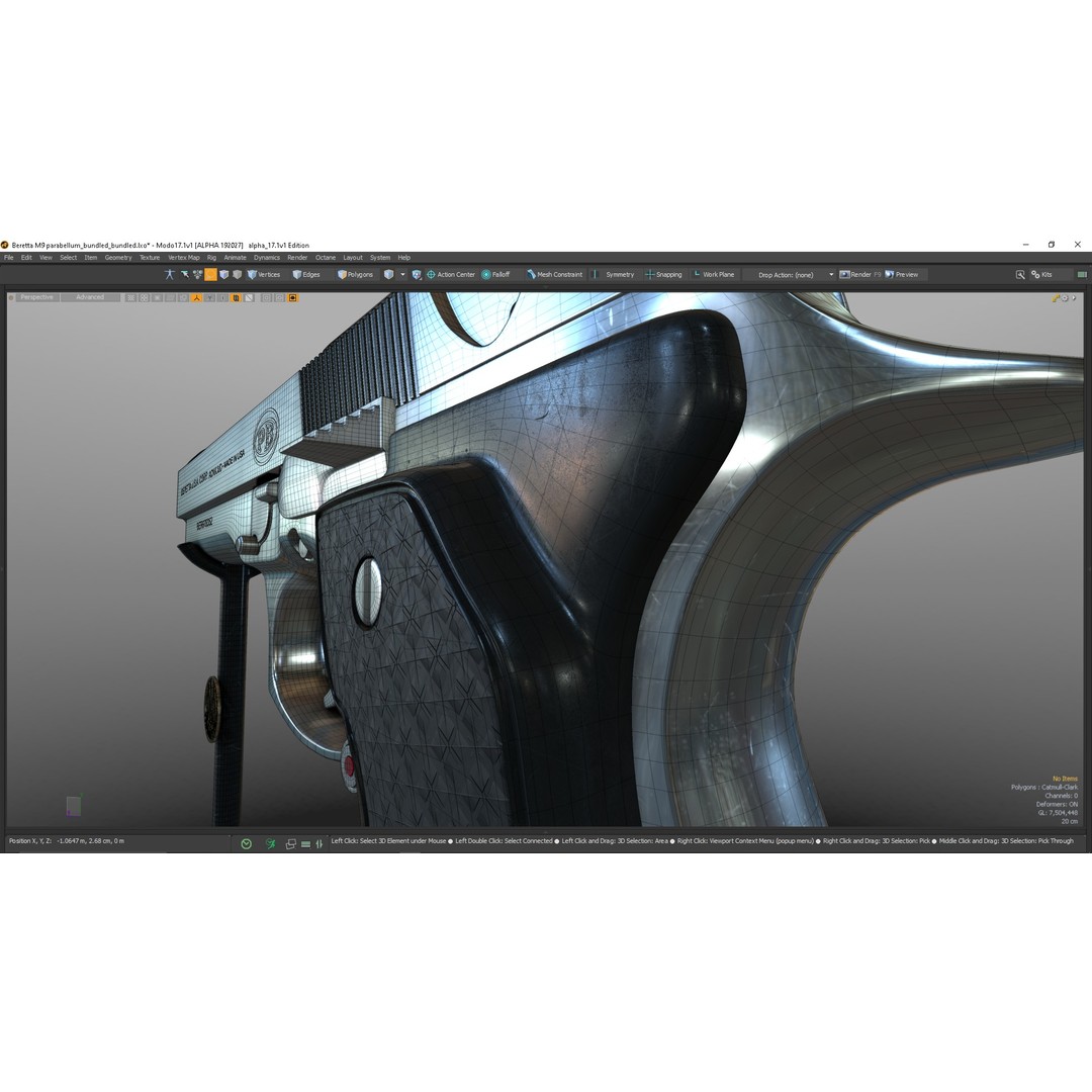 M9 Parabellum 3D Model – Subdivision Ready Game Asset, FBX/OBJ - View 40