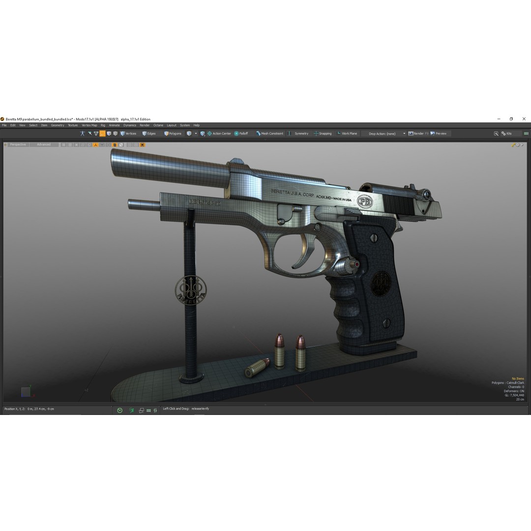 M9 Parabellum 3D Model – Subdivision Ready Game Asset, FBX/OBJ - View 41