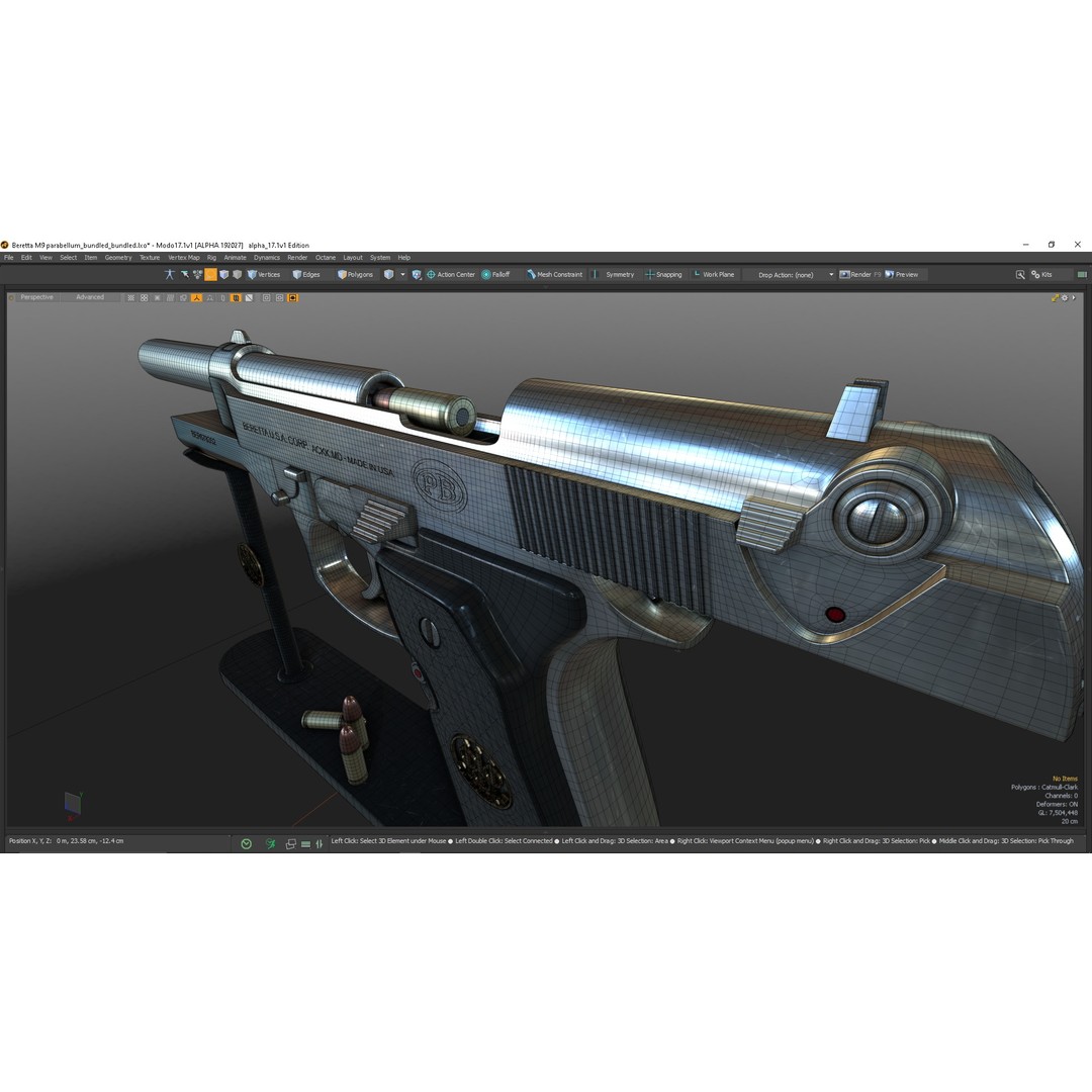 M9 Parabellum 3D Model – Subdivision Ready Game Asset, FBX/OBJ - View 42