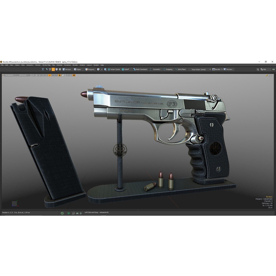 M9 Parabellum 3D Model – Subdivision Ready Game Asset, FBX/OBJ - View 44
