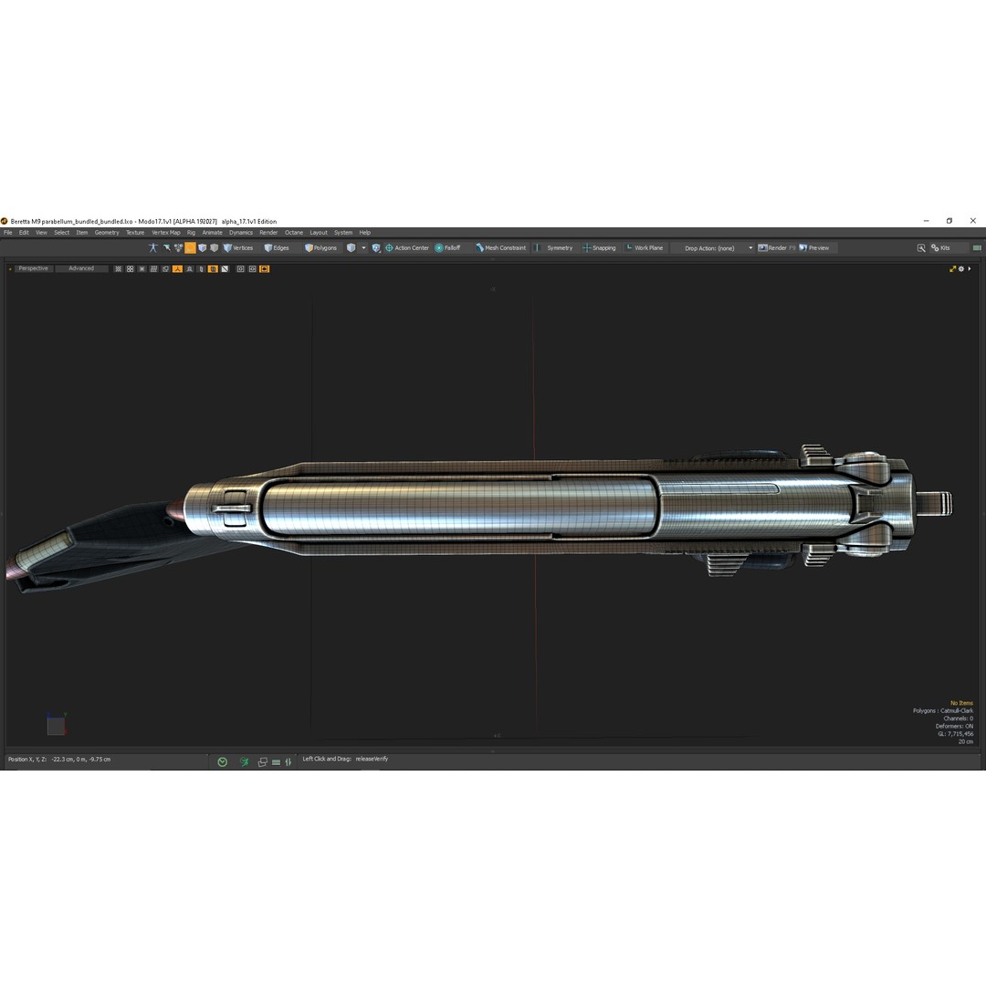 M9 Parabellum 3D Model – Subdivision Ready Game Asset, FBX/OBJ - View 45