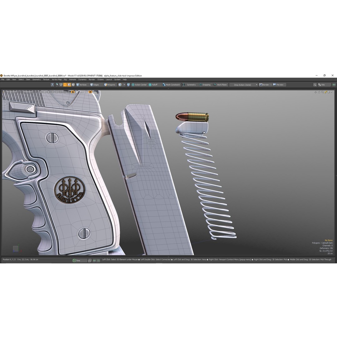 M9 Parabellum 3D Model – Subdivision Ready Game Asset, FBX/OBJ - View 8