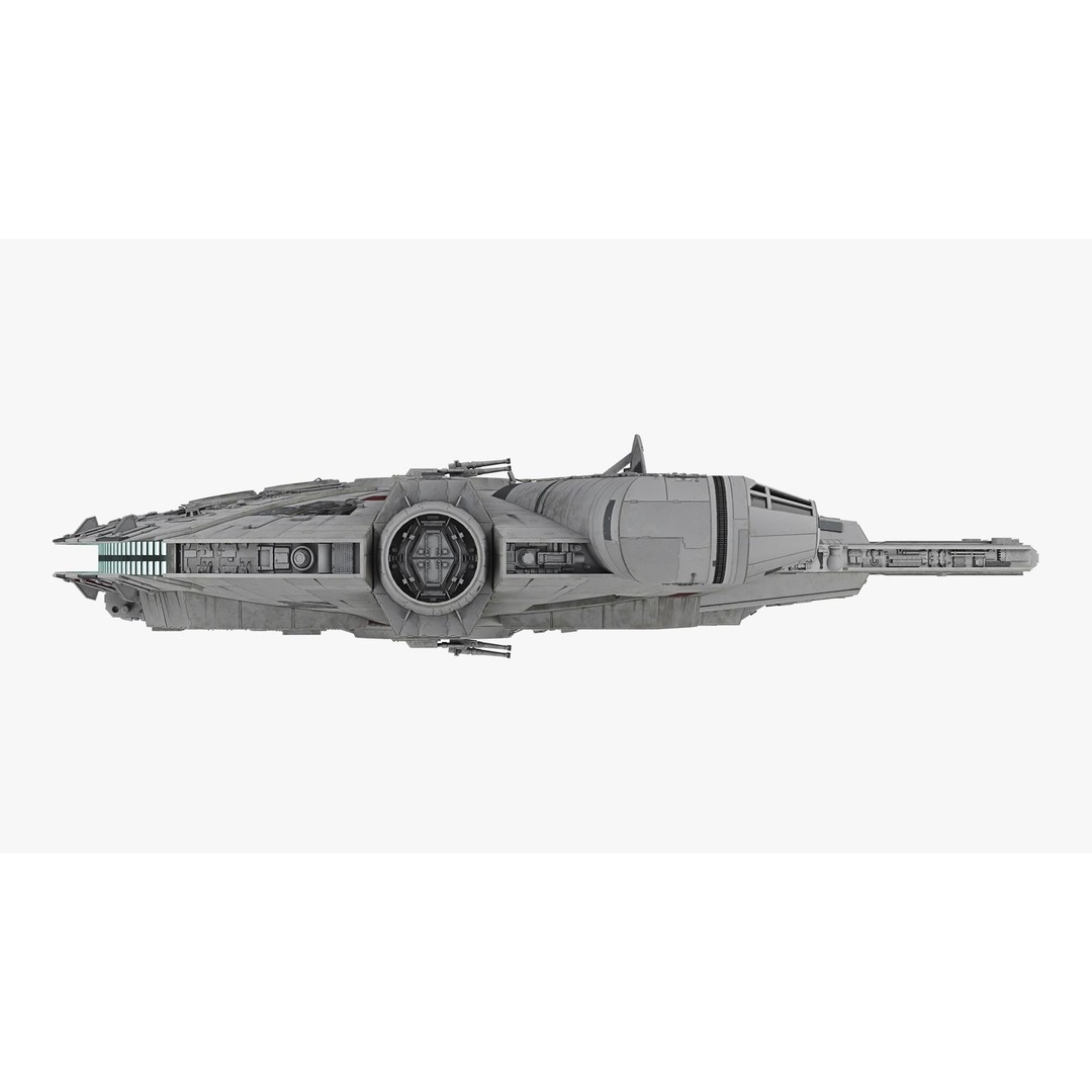 Millennium Falcon 3D Model – Low Poly Game Asset, Blender, FBX, OBJ - View 10