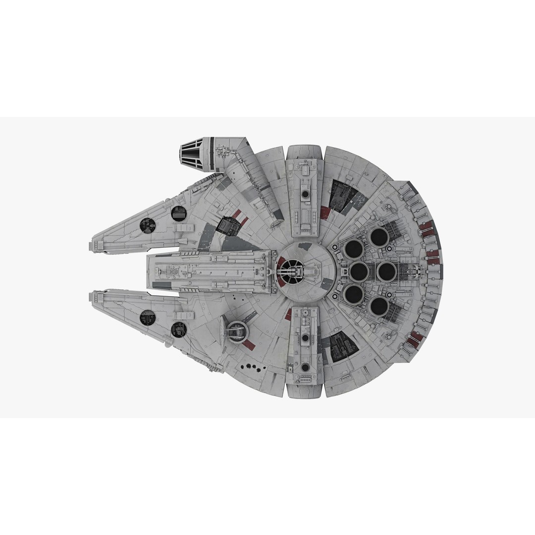 Millennium Falcon 3D Model – Low Poly Game Asset, Blender, FBX, OBJ - View 11