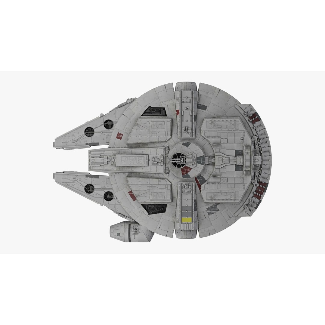 Millennium Falcon 3D Model – Low Poly Game Asset, Blender, FBX, OBJ - View 12