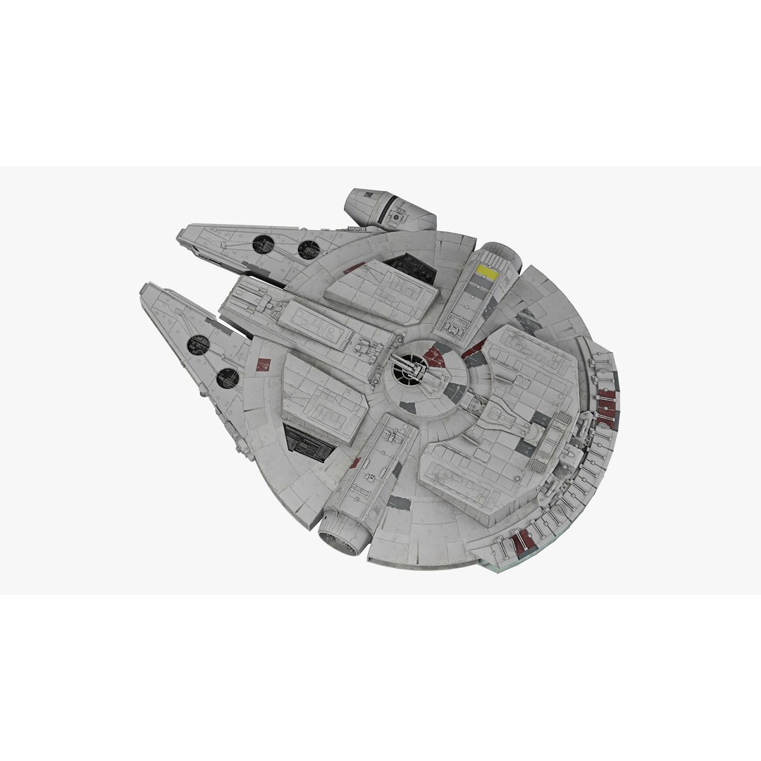 Millennium Falcon 3D Model – Low Poly Game Asset, Blender, FBX, OBJ - View 14
