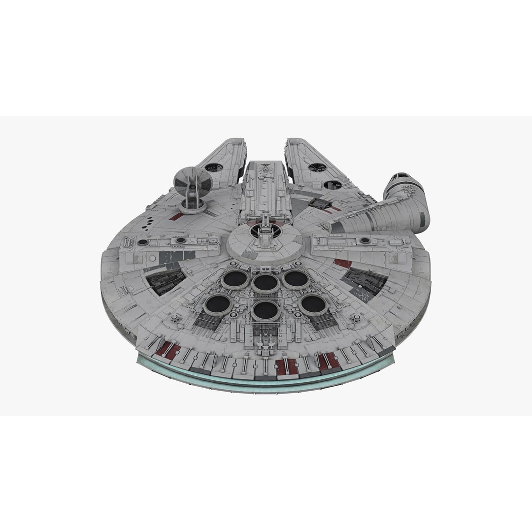 Millennium Falcon 3D Model – Low Poly Game Asset, Blender, FBX, OBJ - View 15