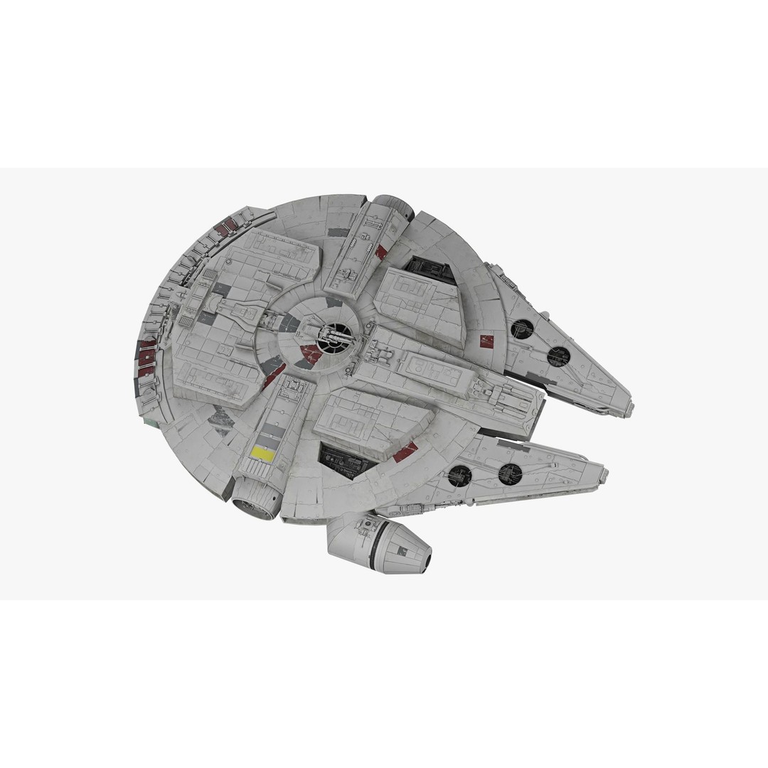 Millennium Falcon 3D Model – Low Poly Game Asset, Blender, FBX, OBJ - View 16