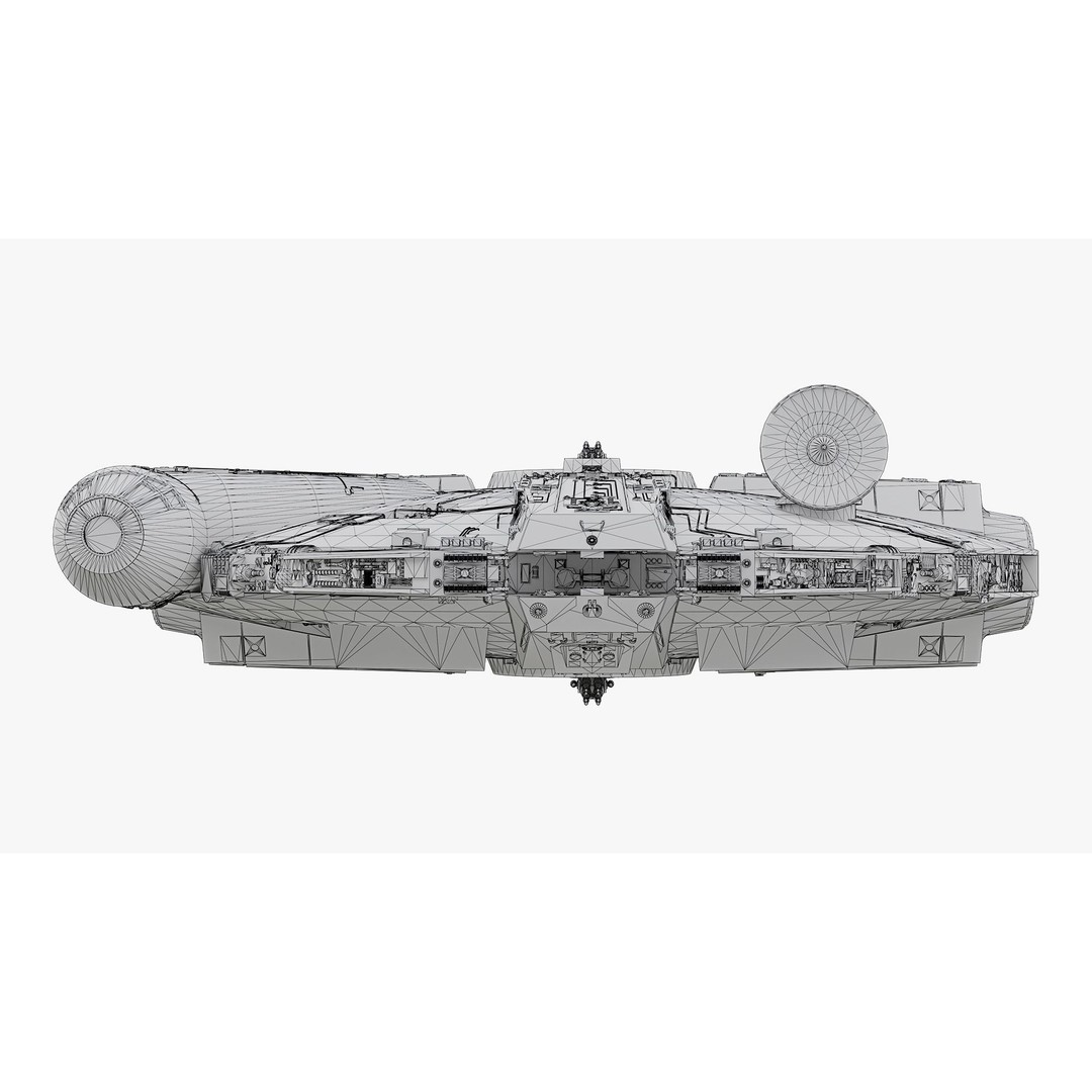 Millennium Falcon 3D Model – Low Poly Game Asset, Blender, FBX, OBJ - View 17