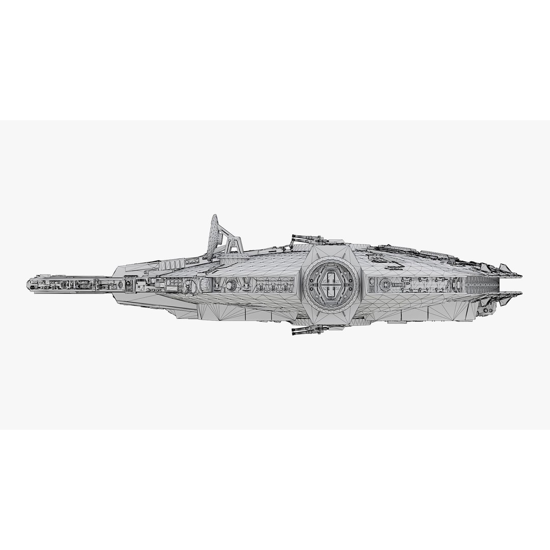 Millennium Falcon 3D Model – Low Poly Game Asset, Blender, FBX, OBJ - View 18