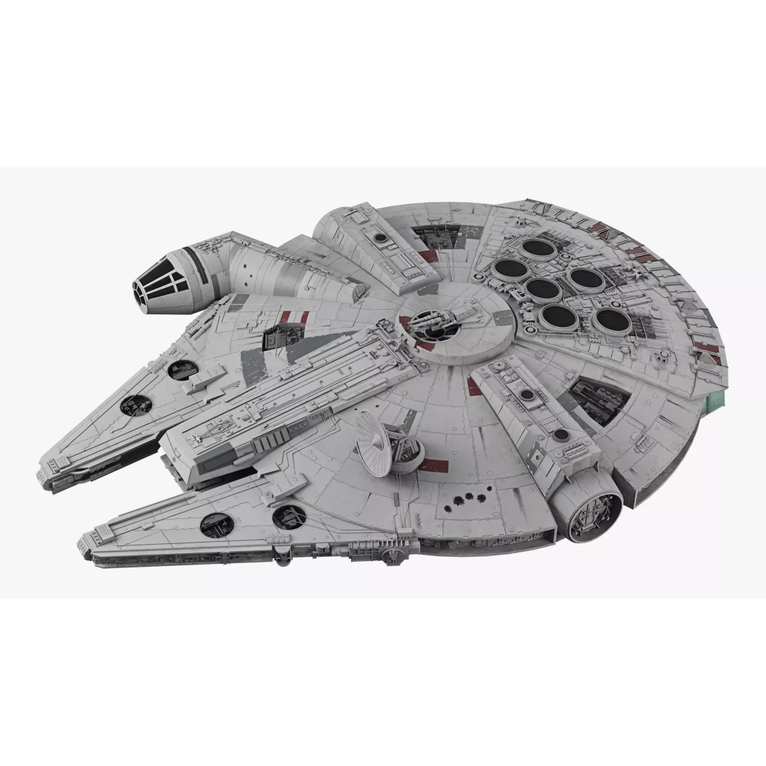 Millennium Falcon 3D Model – Low Poly Game Asset, Blender, FBX, OBJ - View 2