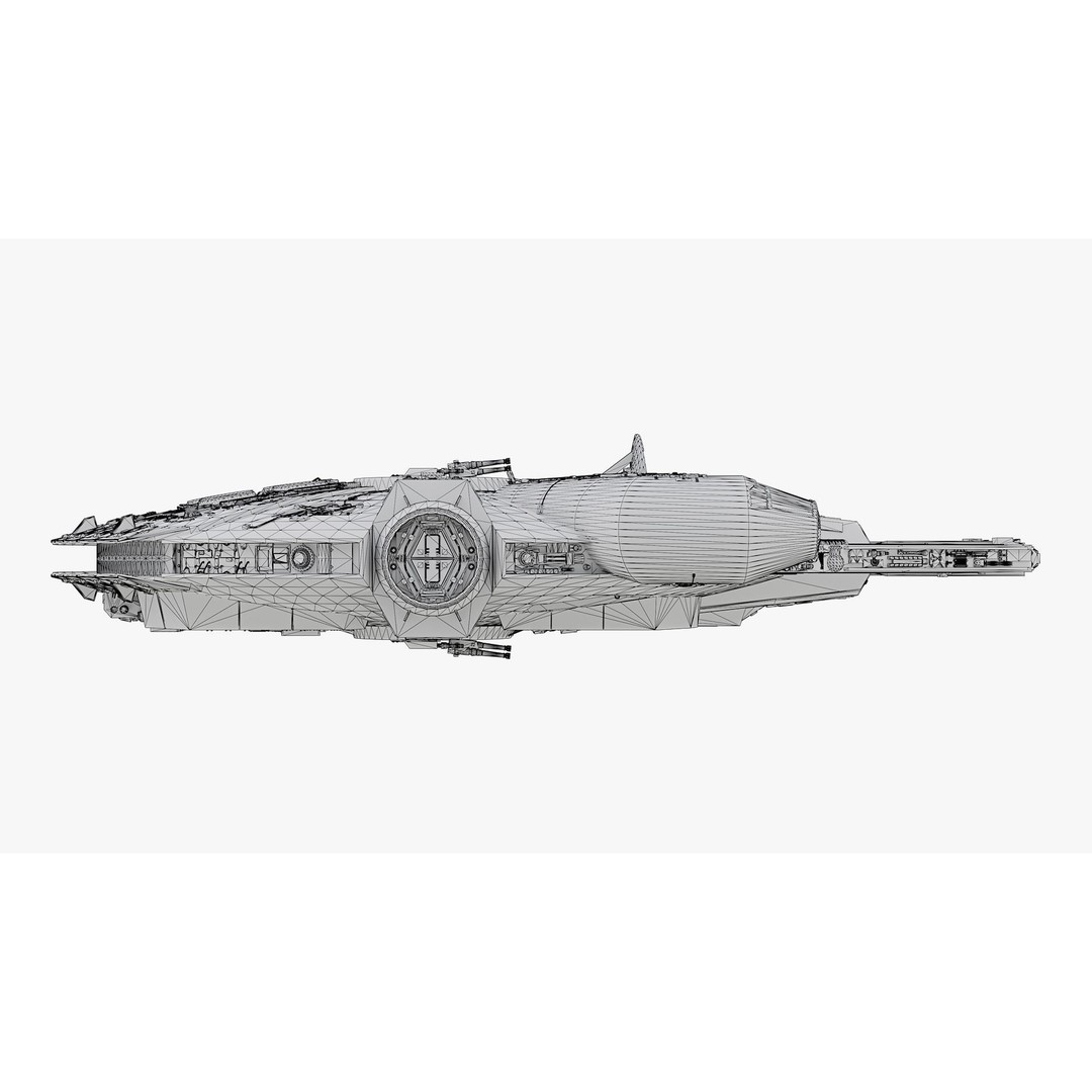 Millennium Falcon 3D Model – Low Poly Game Asset, Blender, FBX, OBJ - View 20