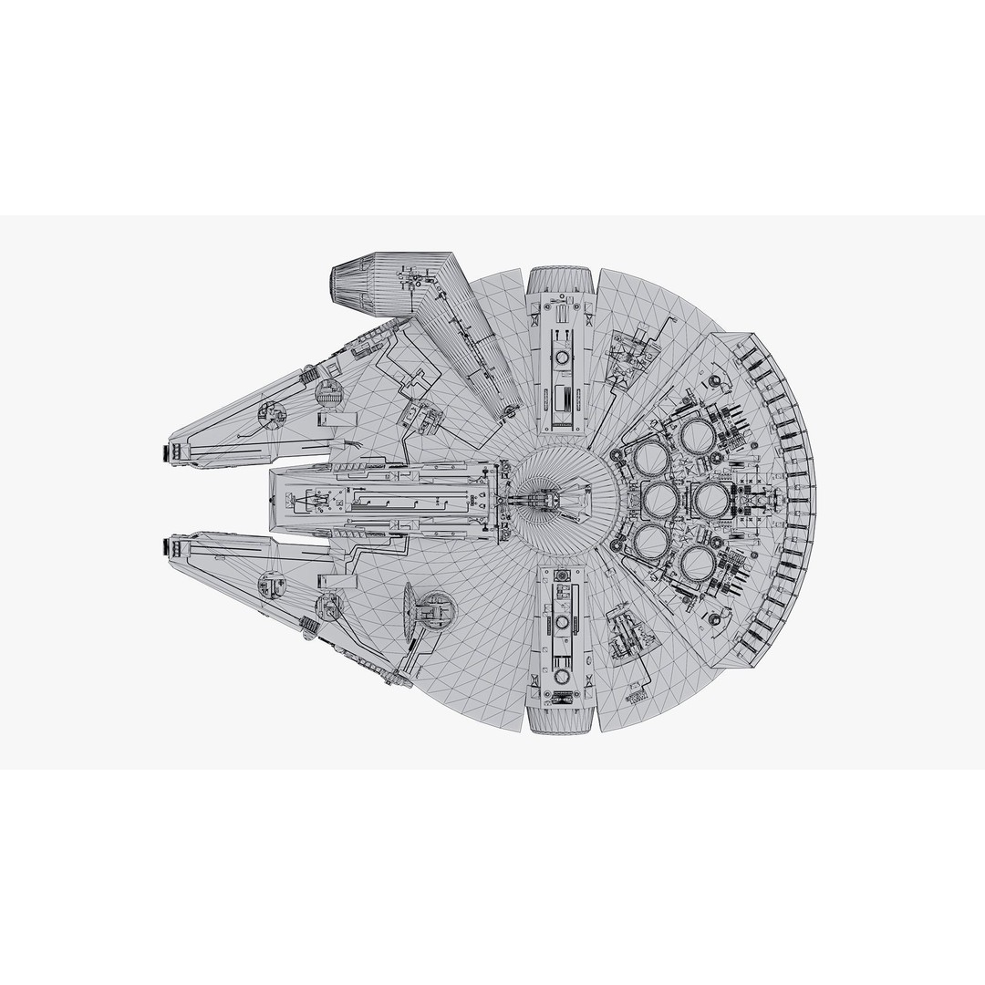 Millennium Falcon 3D Model – Low Poly Game Asset, Blender, FBX, OBJ - View 21