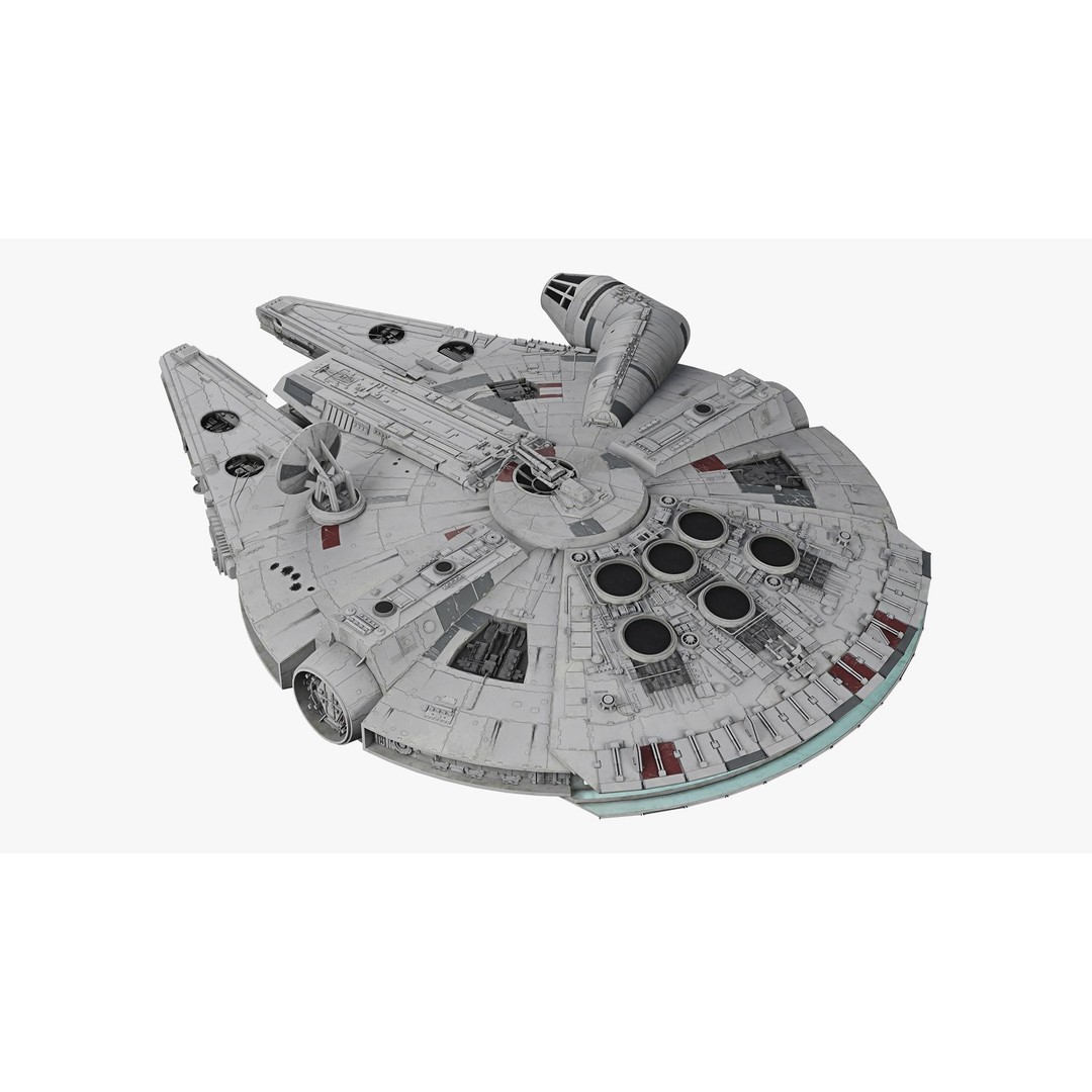 Millennium Falcon 3D Model – Low Poly Game Asset, Blender, FBX, OBJ - View 3