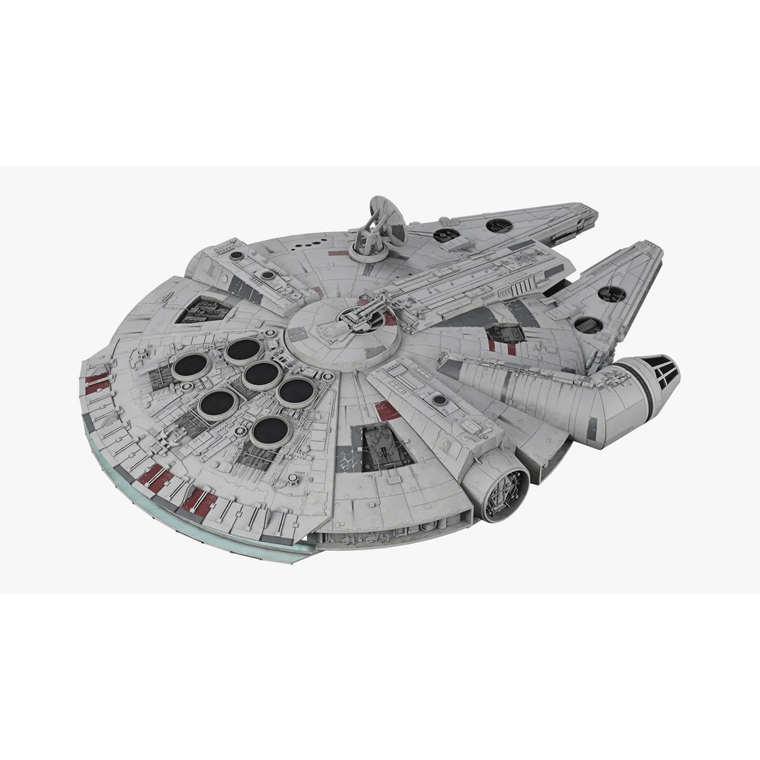 Millennium Falcon 3D Model – Low Poly Game Asset, Blender, FBX, OBJ - View 4