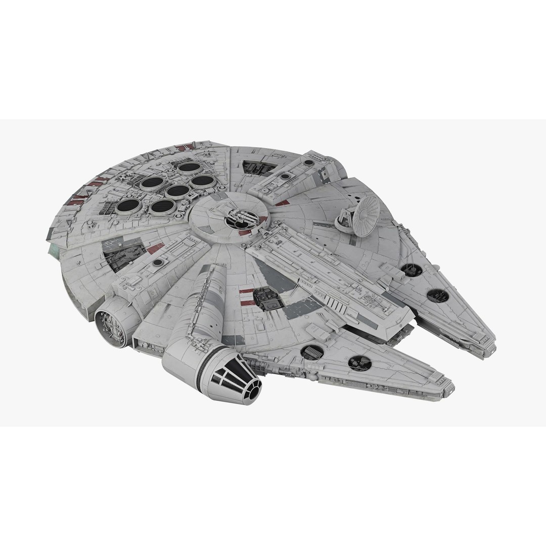 Millennium Falcon 3D Model – Low Poly Game Asset, Blender, FBX, OBJ - View 5