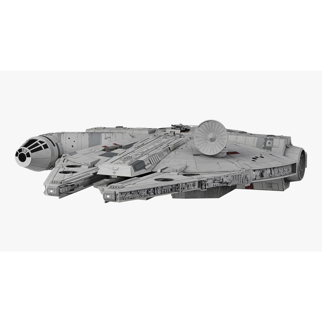Millennium Falcon 3D Model – Low Poly Game Asset, Blender, FBX, OBJ - View 6