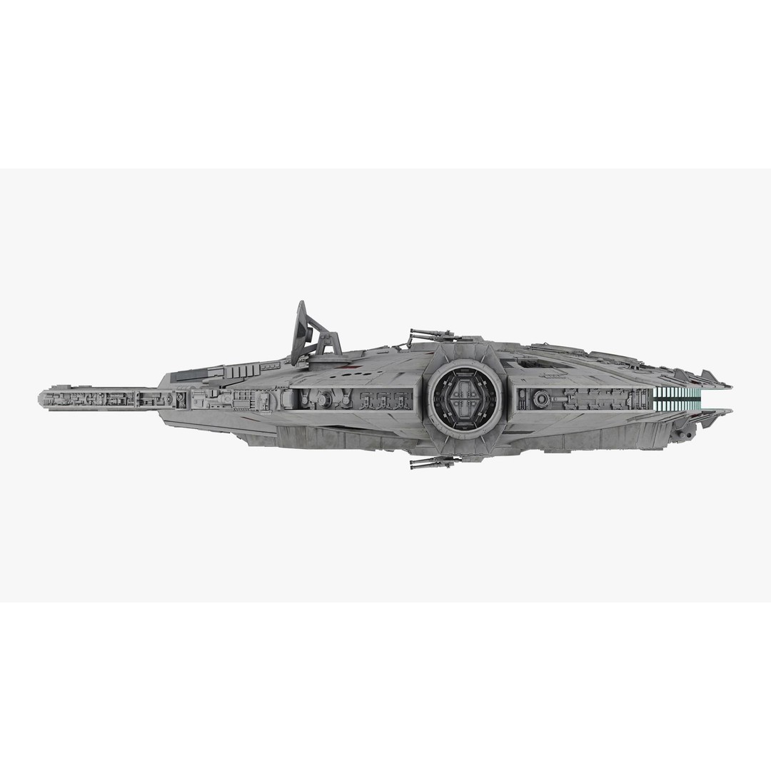 Millennium Falcon 3D Model – Low Poly Game Asset, Blender, FBX, OBJ - View 8