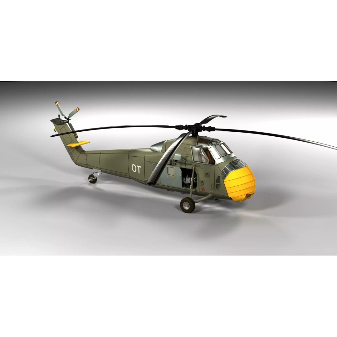 Sikorsky H-34 3D Model – Detailed Military Helicopter Asset, FBX - View 2