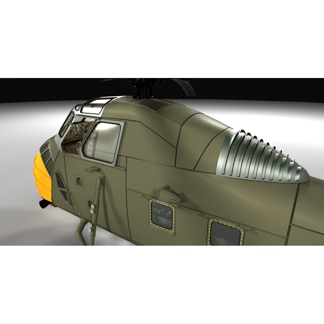 Sikorsky H-34 3D Model – Detailed Military Helicopter Asset, FBX - View 5