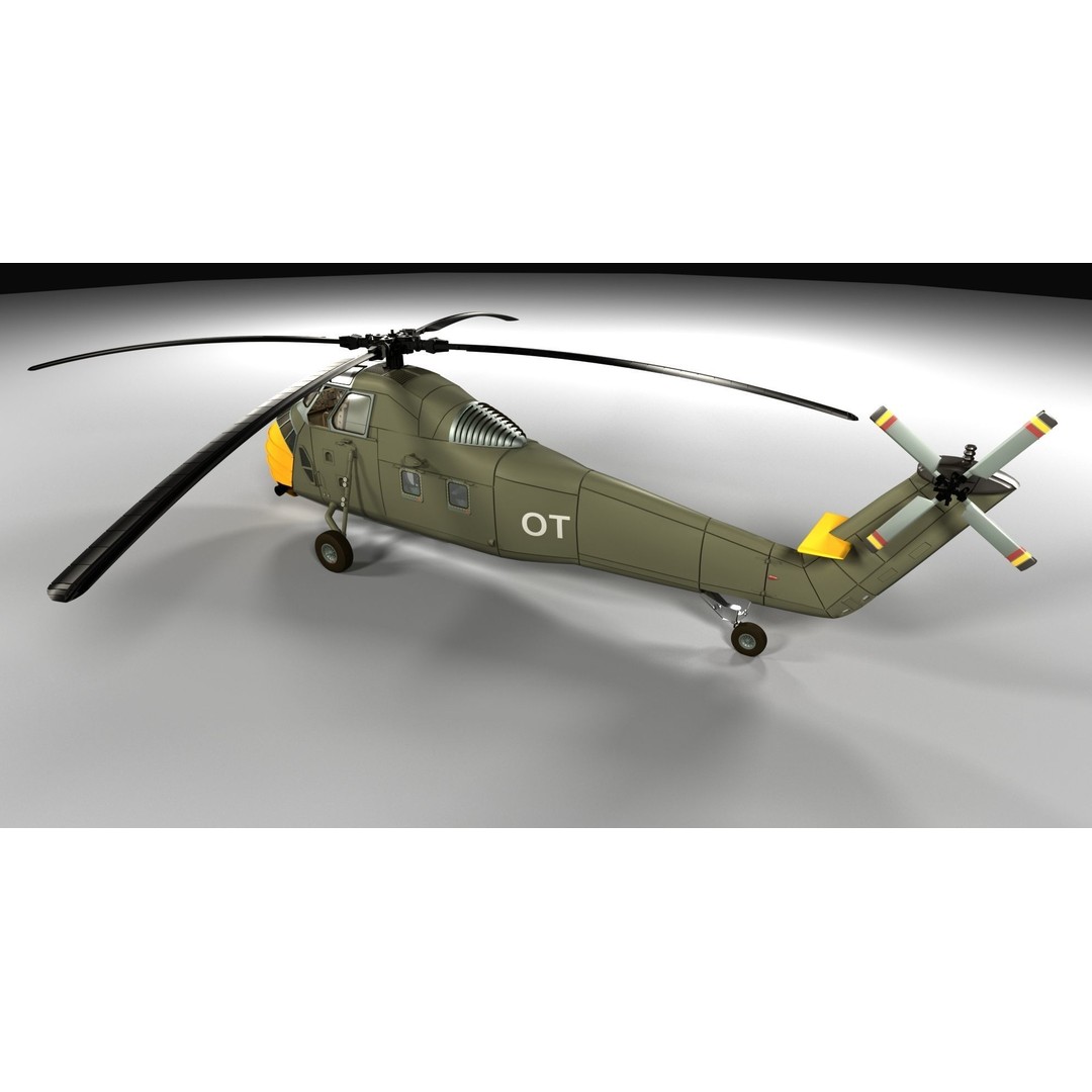 Sikorsky H-34 3D Model – Detailed Military Helicopter Asset, FBX - View 6