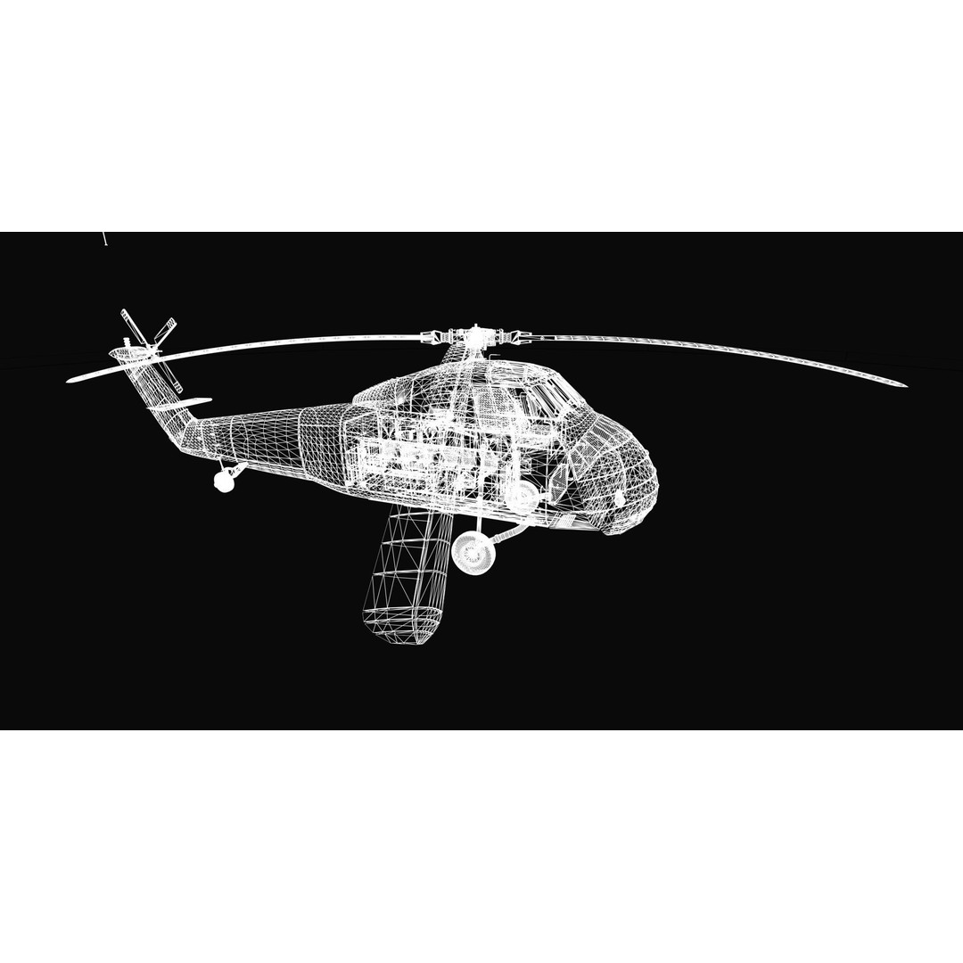 Sikorsky H-34 3D Model – Detailed Military Helicopter Asset, FBX - View 9