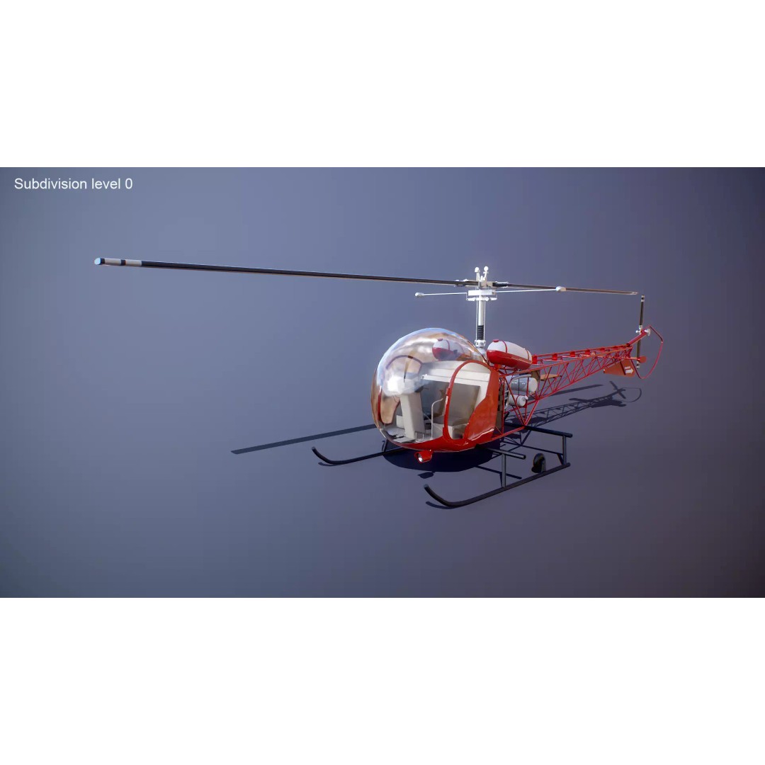 Bell 47 Light Helicopter 3D Model – PBR Low Poly Game Asset, FBX - View 10