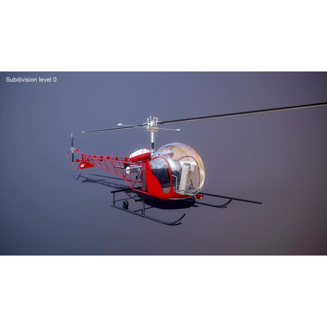 Bell 47 Light Helicopter 3D Model – PBR Low Poly Game Asset, FBX - View 11