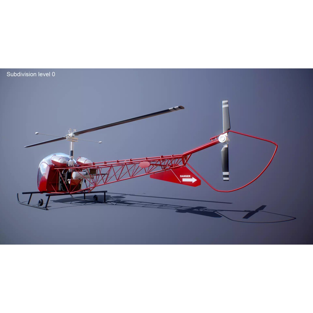 Bell 47 Light Helicopter 3D Model – PBR Low Poly Game Asset, FBX - View 13