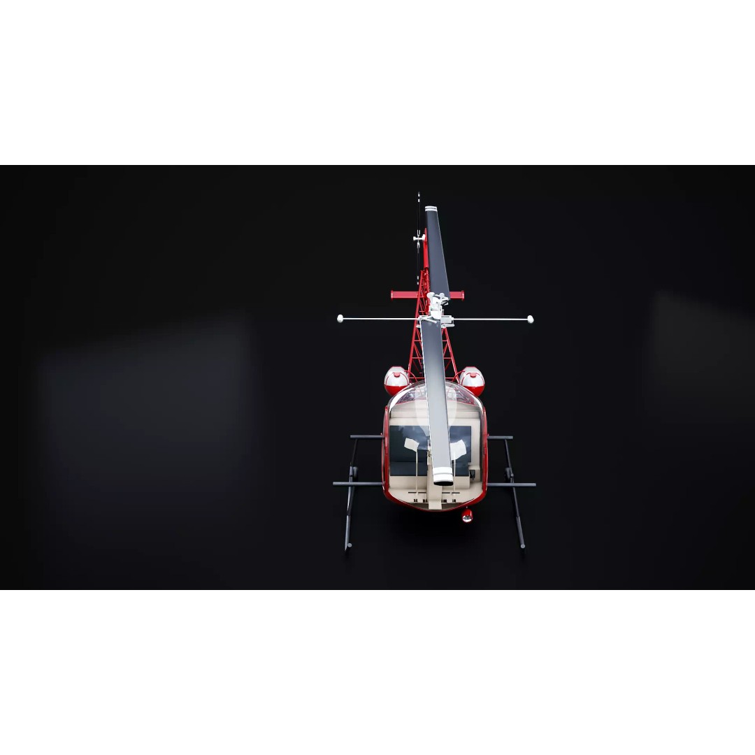 Bell 47 Light Helicopter 3D Model – PBR Low Poly Game Asset, FBX - View 15