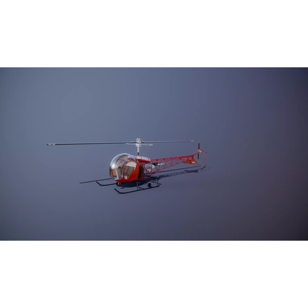 Bell 47 Light Helicopter 3D Model – PBR Low Poly Game Asset, FBX - View 19