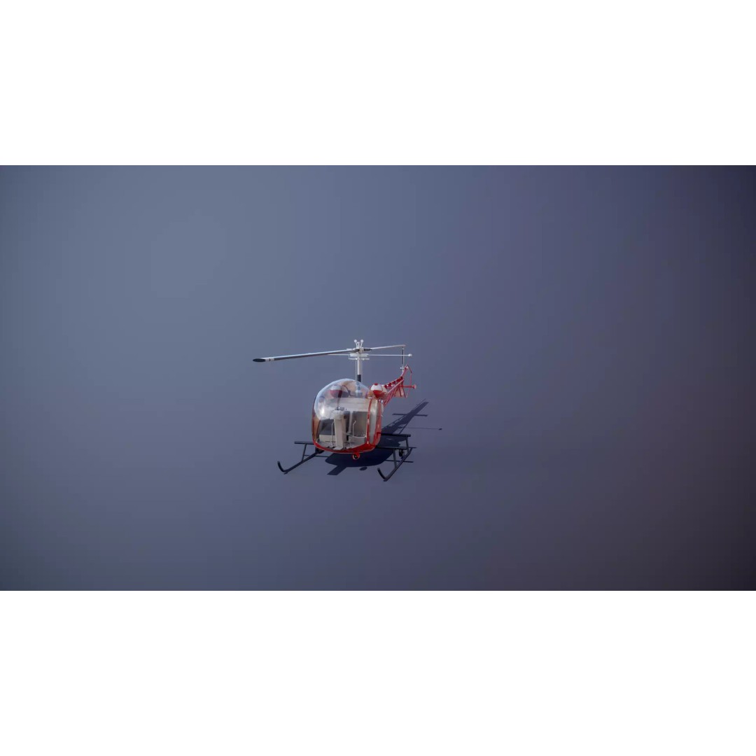 Bell 47 Light Helicopter 3D Model – PBR Low Poly Game Asset, FBX - View 20