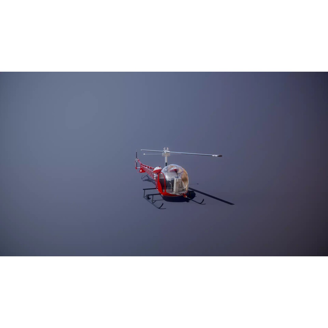 Bell 47 Light Helicopter 3D Model – PBR Low Poly Game Asset, FBX - View 21