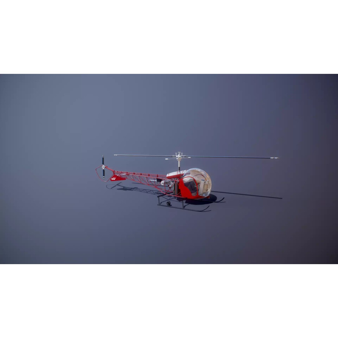 Bell 47 Light Helicopter 3D Model – PBR Low Poly Game Asset, FBX - View 22