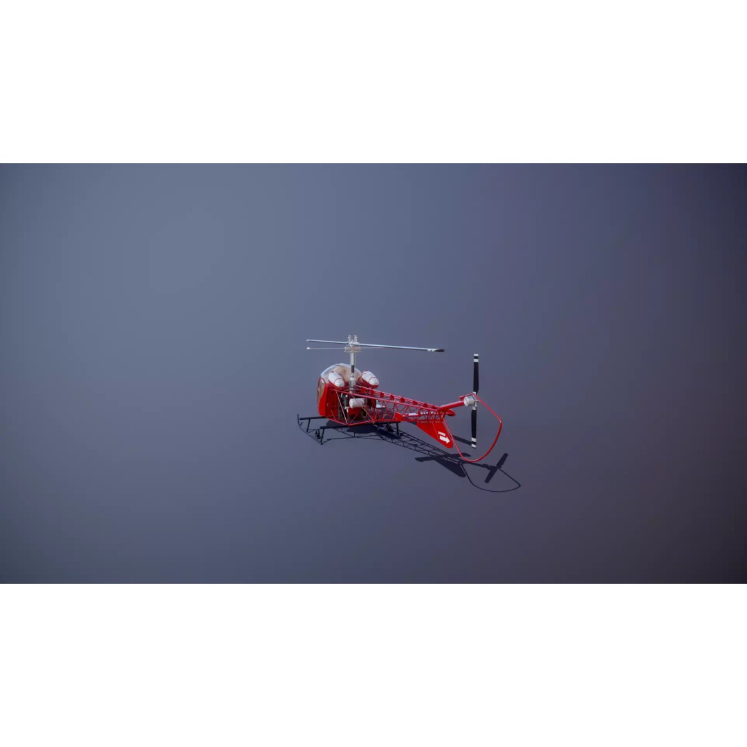 Bell 47 Light Helicopter 3D Model – PBR Low Poly Game Asset, FBX - View 26