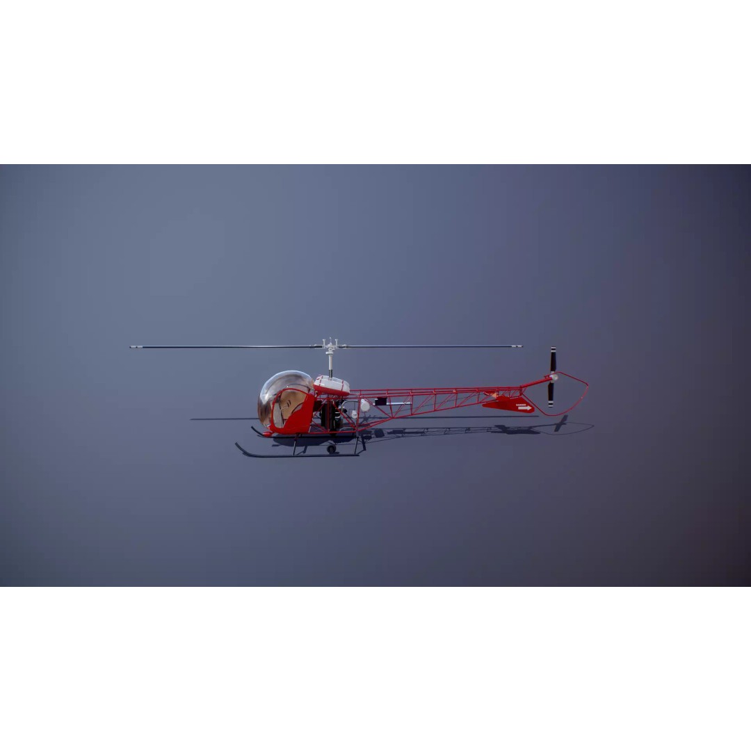 Bell 47 Light Helicopter 3D Model – PBR Low Poly Game Asset, FBX - View 28