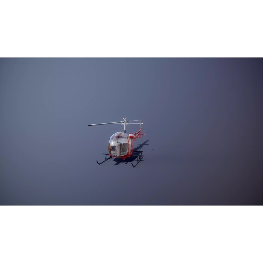 Bell 47 Light Helicopter 3D Model – PBR Low Poly Game Asset, FBX - View 30