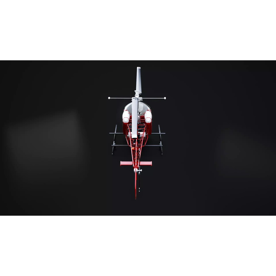 Bell 47 Light Helicopter 3D Model – PBR Low Poly Game Asset, FBX - View 5